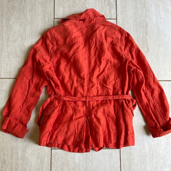 Talbots 100% linen women’s belted orange jacket size 6 - Picture 7 of 7